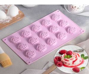 Форма силиконовая Роза 15 ячеек  29,5х17,5х2,5 см